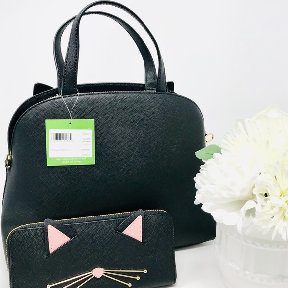 Kate spade cat meow Lottie black wallet NWT SET - Picture 4 of 8